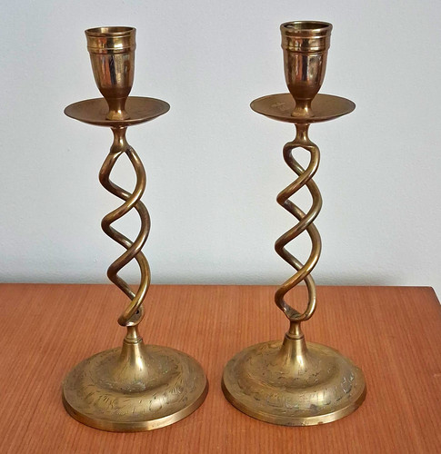 Pair brass candlesticks - pair, of
