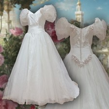 Vintage 1980s SILK Ronald Joyce Ballerina Ballgown Wedding Dress Fits 12 Lab14