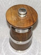 Vintage White Metal  Mounted & Mahogany Pepper Grinder, Milk Churn Shape.