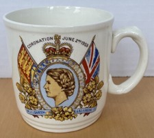 1953 Queen Elizabeth II Coronation Mug Cup Royal Memorabilia New Hall Hanley