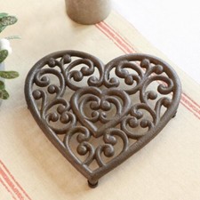 Vintage Cast Iron Trivet Hot Pot Pan Rack Holder Plate Kitchen Top Protector