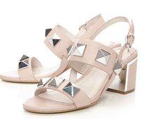 Moda in Pelle Illansi Nude Leather Stud Sandals Size 8/41