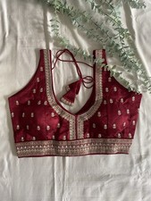 Saree/Lehenga/Chania Embroidered Burgundy Blouse One Size