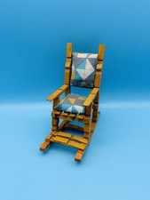 Vintage Wooden Clothes Peg Rocking Chair With Fabric Cushions Ornament