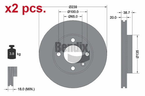Pcs front brake disc rotos - front,