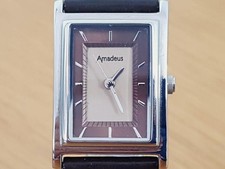Ladies Retro Classic Brown Leather Amadeus Bronze Analogue Dress Watch AM016