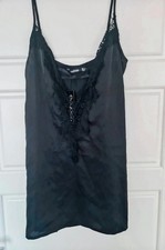 Black satin lace night - black,