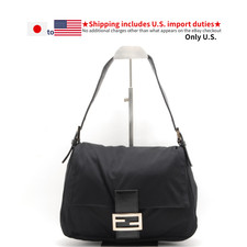 Fendi Mamma Baguette Shoulder Bag Purse Black Nylon
