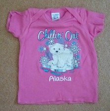 Rabbit Skins Chillin Out Polar Bear Alaska Pink Top - Size 12 months