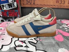 Gola Classics Elan Low Profile Suede Retro Trainer Sand Blue Womens Size UK 5