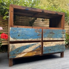 Balinese Rustic Reclaimed Boat Wood Cocktail Cabinet Sideboard Interior Design
