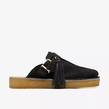 Clarks Originals Ladies TREK MULE Black Suede Warm Lined Shoes RRP £150