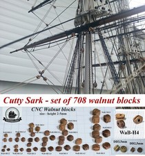 Revell Cutty Sark, Thermopylae 1:96 - 708 pcs CNC walnut blocks for model