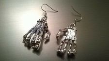 Skeleton Hands Tibetan Silver Earrings Halloween 