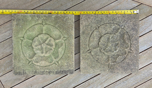Pair weatherd carved stone - weatherd,
