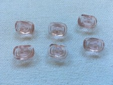 Six vintage 40's 50's light pink, clear oval domed glass buttons, 14mm by 9mm