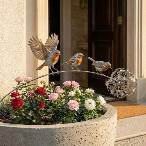 Robin garden stake - robin, stake,