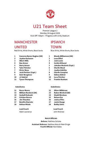 Official teamsheet manchester - official,
