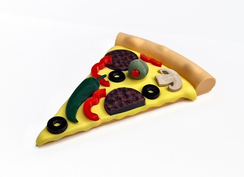 Realistic hot pizza - 3d, slice