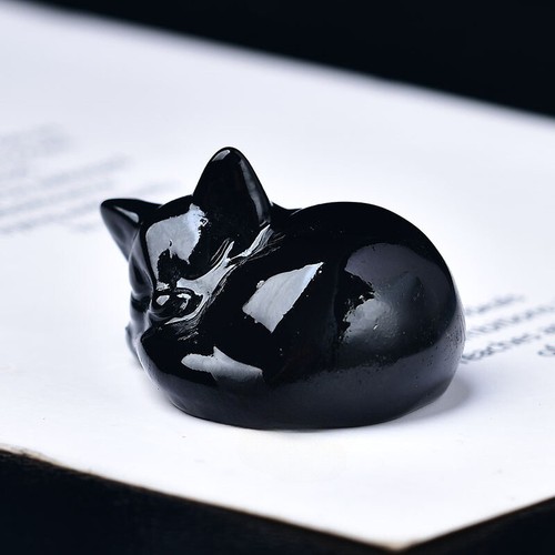 Natural black obsidian quartz - black,
