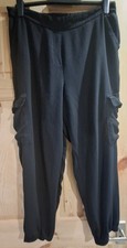 Black Select Light & Floaty Cargo Trousers - Elasticated Waist & Ankles -Size 18