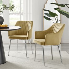 2x Calla Yellow Velvet Dining