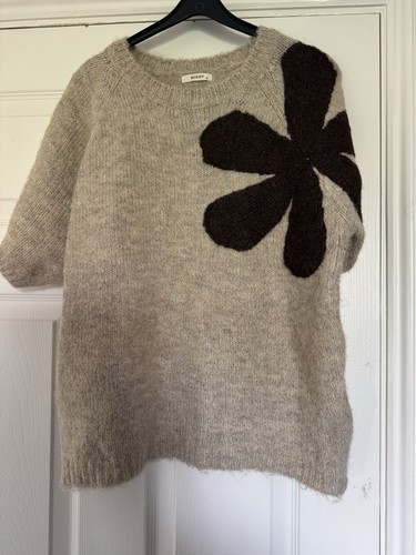 Oatmeal jumper with brown - jumper,