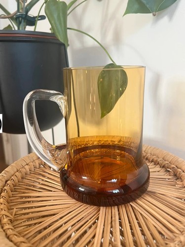 Vintage amber glass tankard - amber,