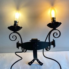 Vintage Gothic Wrought Iron Wall Lights Sconces Two Arm Medieval Black
