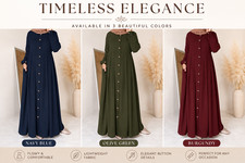 Women plain button front - front, abaya