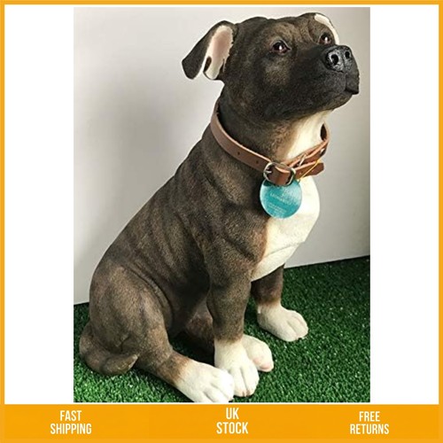 Lifelike brindle staffy dog - staffy,