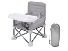 Baby Travel Booster Seat with Tray Toddler Portable Folding Indoor/Outdoor Chair