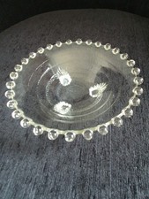Candlewick Imperial Glass Art Deco Vintage Dish Frosted Rings & 3 Celery Feet