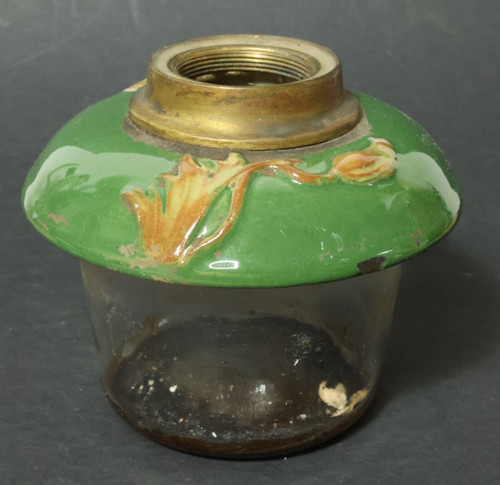Old majolica kerosene - majolica, lamp