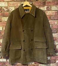 Armani Jeans Vintage Suede Effect Double-Breasted Mens Jacket Coat Medium :J28