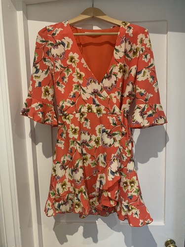 Zara red flowery wrap playsuit - flowery,