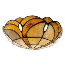Tiffany Style Amber Jewelled Glass Uplighter Pendant Light Shade