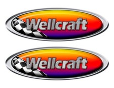 2 Wellcraft Boat Red Racing Oval Stickers
