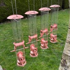 4 x Copper Style Hanging Bird Seed Feeder with 4 Feeding Ports Garden Wild Birds