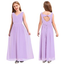 US Flower Girl Dress Backless