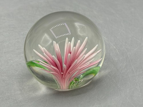 Vintage glass paperweight pink - glass,