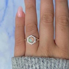 Opal White Topaz Ring Sterling
