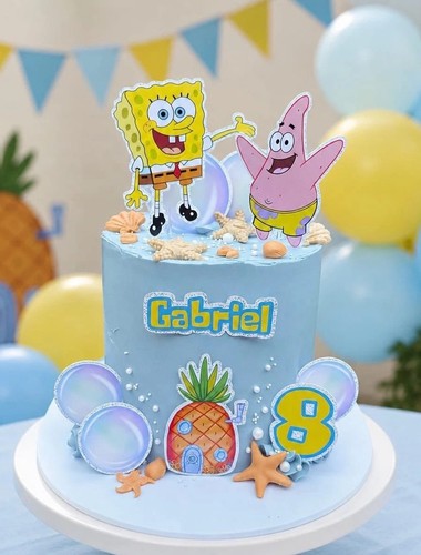Yellow sponge cake topper - sponge,