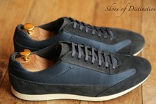 Hugo Boss Navy Blue Nubuck Leather Canvas Trainers Shoes Men's UK 8 US 9 EU 42