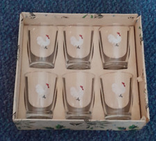 Vintage boxed set of 6 liquor/shot glasses with Bresse Gauloise cockerel design