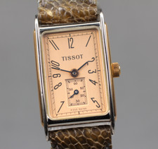 Tissot A222 Ladies Quartz Watch Salmon Pink Dial Rectangular Case Vintage Rare