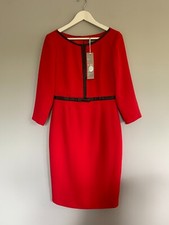 Michaela Louisa Red Shift Dress with Faux Leather Detailing UK 10 Races Wedding