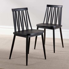 Pair Dining Chairs Black Iron