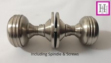 1 Pair MORTICE REEDED SPRUNG Round Internal DOOR KNOBS Satin Finish Handle D3