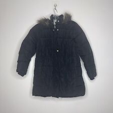 marks and spencer coat 9-10 years black Faux Fur Edge Hood Puffa Cuffed